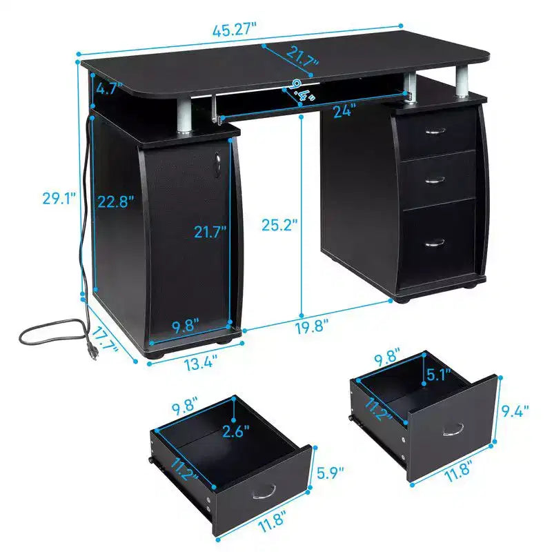 Scrivania per Computer da 45.3" con Cassetti e Ripiano