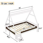 Letto a Piattaforma Matrimoniale con Scale – Legno Massello, Basso Profilo, Struttura Letto per Bambini
