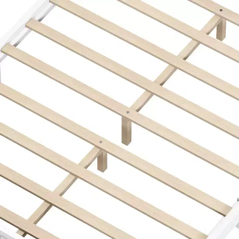 Struttura letto matrimoniale con testiera – Letto a piattaforma vintage in legno, bianco