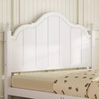 Struttura letto matrimoniale con testiera – Letto a piattaforma vintage in legno, bianco
