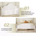 Struttura letto matrimoniale con testiera – Letto a piattaforma vintage in legno, bianco
