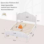 Struttura letto matrimoniale con testiera – Letto a piattaforma vintage in legno, bianco