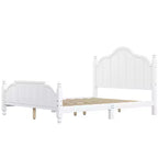 Struttura letto matrimoniale con testiera – Letto a piattaforma vintage in legno, bianco