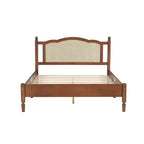 Letto a piattaforma matrimoniale in legno con testiera in rattan