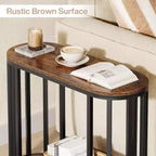 Tavolino a due ripiani con contenitore – Stile industriale, Legno marrone e Metallo nero