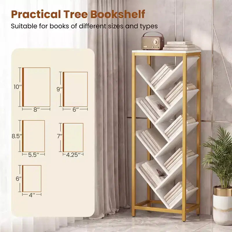 Libreria a forma di albero a 9 livelli – Scaffale angolare autoportante