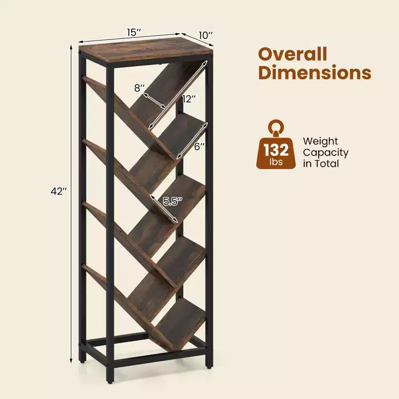 Libreria a forma di albero a 9 livelli – Scaffale angolare autoportante