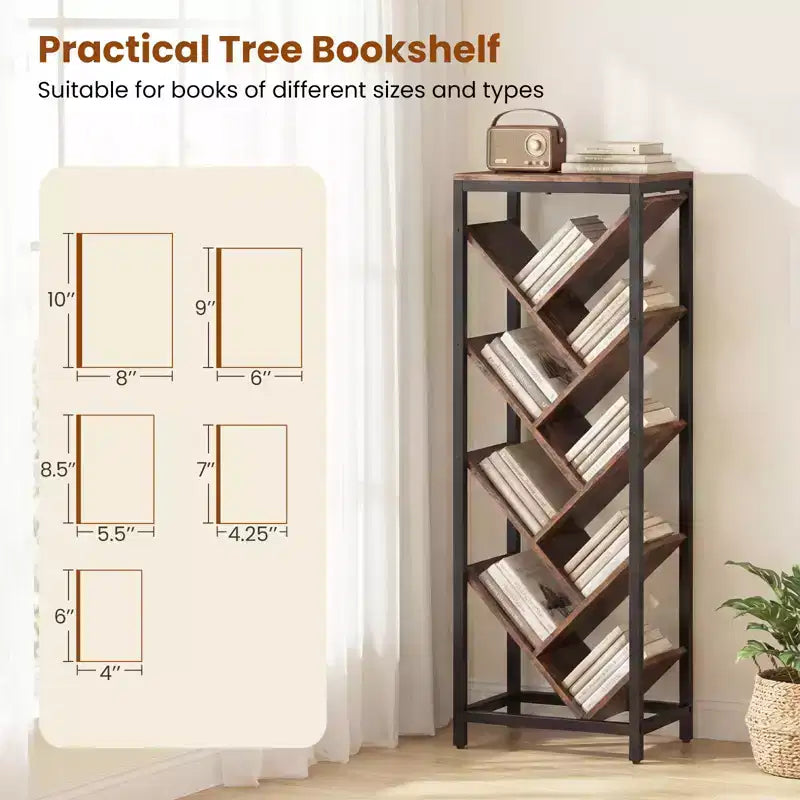 Libreria a forma di albero a 9 livelli – Scaffale angolare autoportante