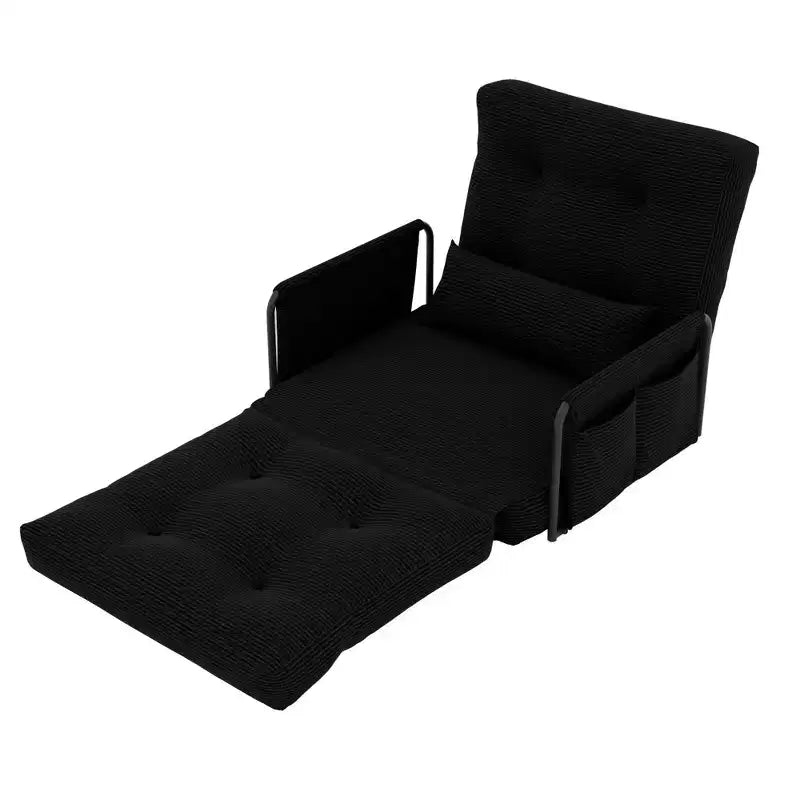 Divano letto pieghevole 2 in 1 con schienale, braccioli e tasche portaoggetti regolabili