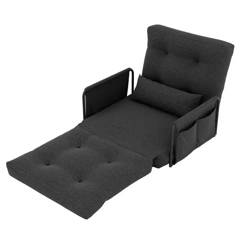 Divano letto pieghevole 2 in 1 con schienale, braccioli e tasche portaoggetti regolabili