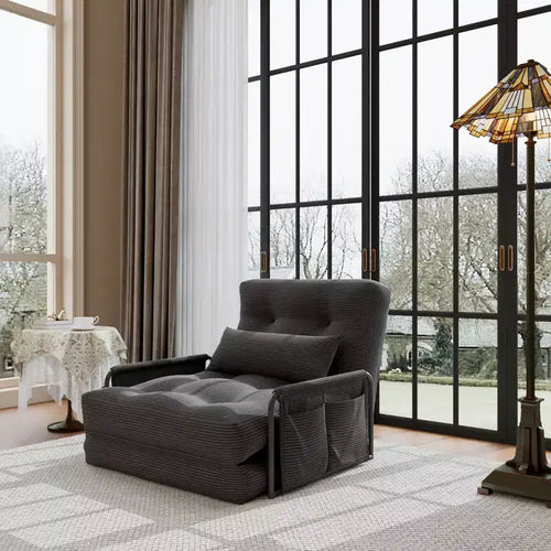 ALAULM Single-Seat Folding Sofa Bed, 2-in-1 Folding Couch Bed with Pillows, Adjustable Backrest, Armrest and Storage bag