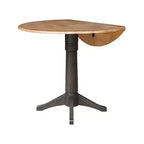 Tavolo da pranzo rotondo con ante a ribalta altezza bancone da 42" – Legno di Hevea, grigio e marrone