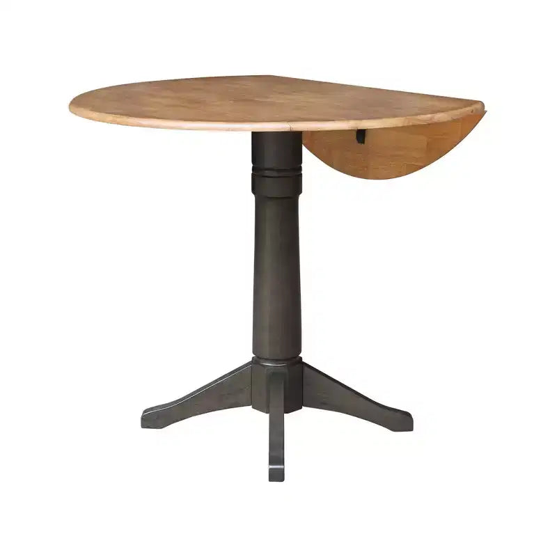 Tavolo da pranzo rotondo con ante a ribalta altezza bancone da 42" – Legno di Hevea, grigio e marrone