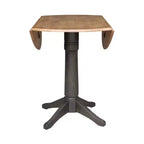 Tavolo da pranzo rotondo con ante a ribalta altezza bancone da 42" – Legno di Hevea, grigio e marrone