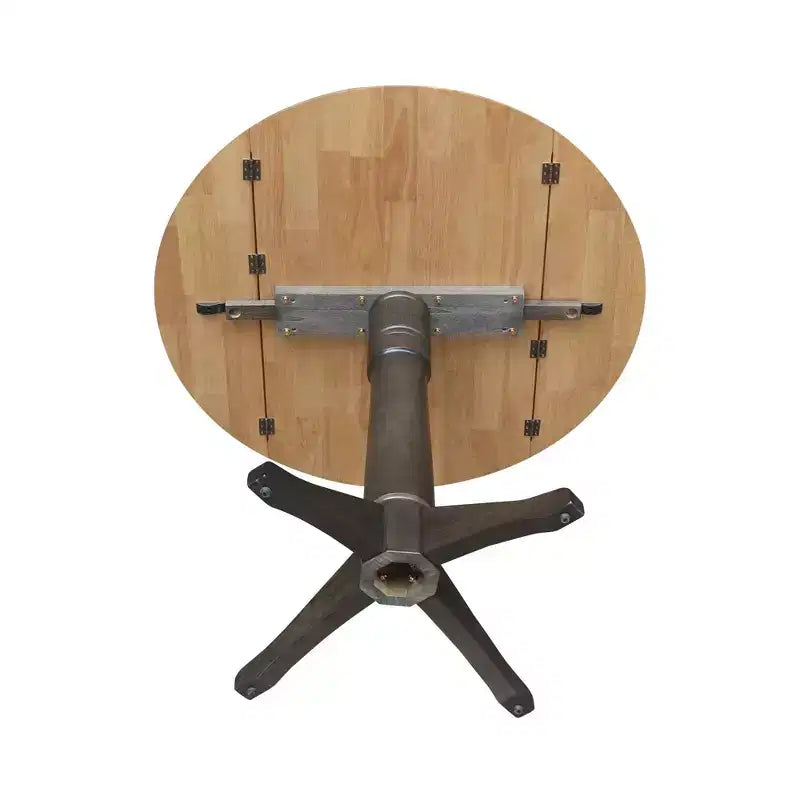 Tavolo da pranzo rotondo con ante a ribalta altezza bancone da 42" – Legno di Hevea, grigio e marrone