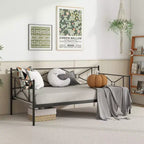 Costway Twin Metal Daybed Frame with Slats Classic Mattress Foundation Bed Sofa White\Black