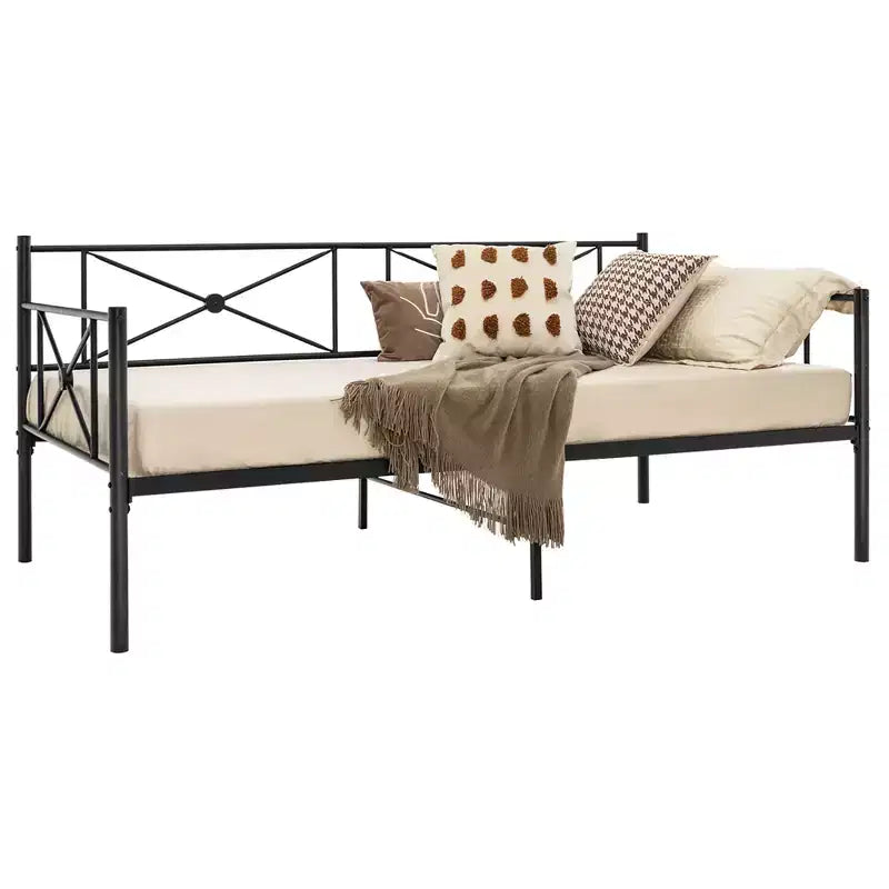Struttura divano letto singolo in metallo con doghe – Divano letto, Bianco/Nero