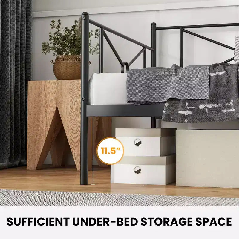 Struttura divano letto singolo in metallo con doghe – Divano letto, Bianco/Nero