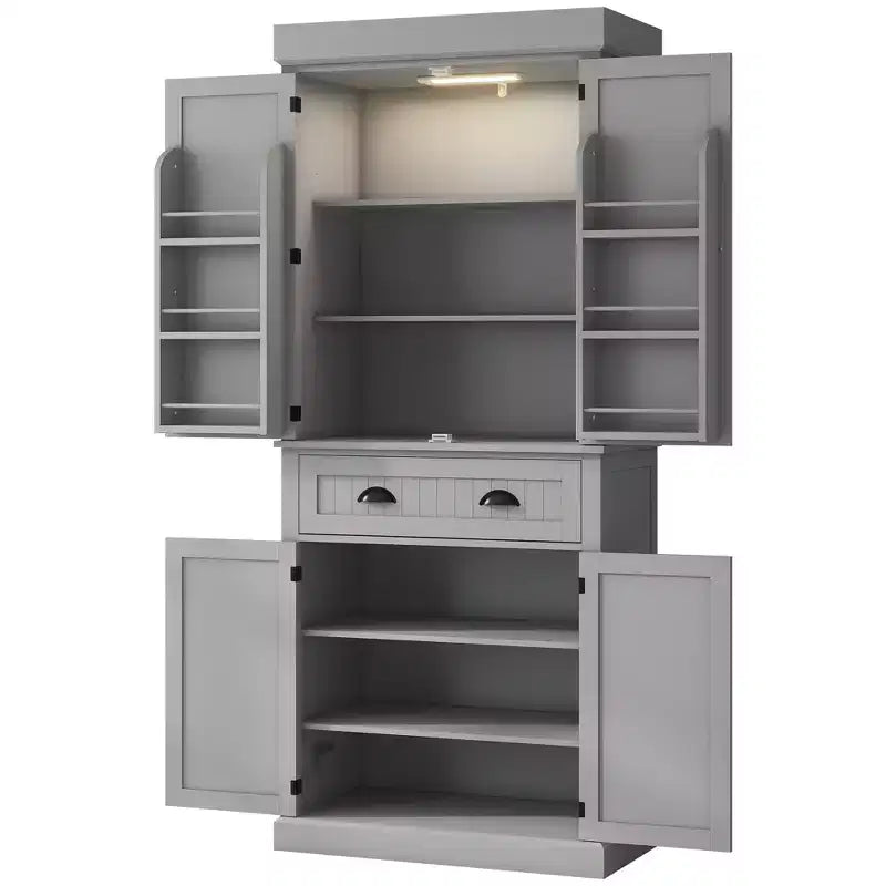 Dispensa da cucina a LED da 71 pollici con cassetto, ripiani regolabili e vano portaoggetti sull'anta