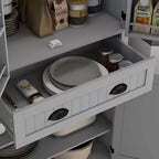 Dispensa da cucina a LED da 71 pollici con cassetto, ripiani regolabili e vano portaoggetti sull'anta