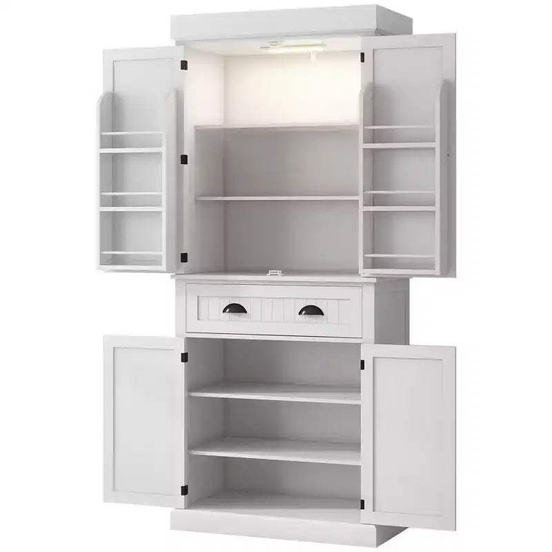 Dispensa da cucina a LED da 71 pollici con cassetto, ripiani regolabili e vano portaoggetti sull'anta
