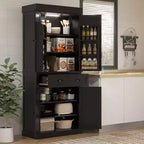 Dispensa da cucina a LED da 71 pollici con cassetto, ripiani regolabili e vano portaoggetti sull'anta
