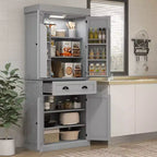 Dispensa da cucina a LED da 71 pollici con cassetto, ripiani regolabili e vano portaoggetti sull'anta