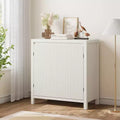 Rattan Storage Cabinet, Wooden Sideboard Buffet Cabinet with Doors and Shelves, Small Console Cabinet with Storage for Entryway, Beige