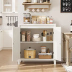 Credenza in Rattan con Ante e Ripiano