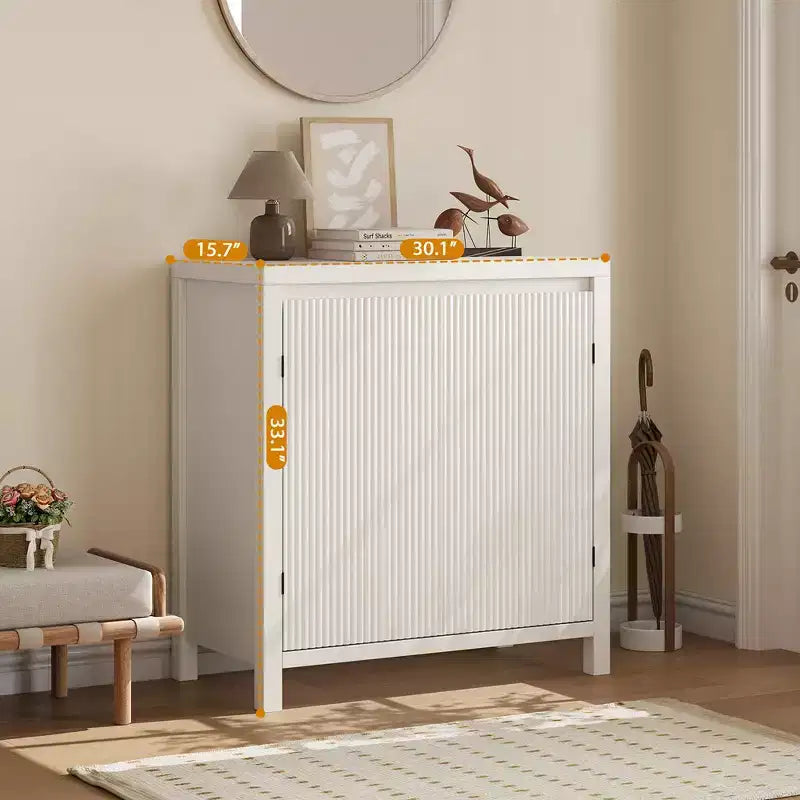 Credenza in Rattan con Ante e Ripiano