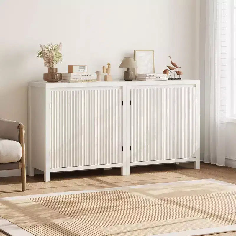 Credenza in Rattan con Ante e Ripiano