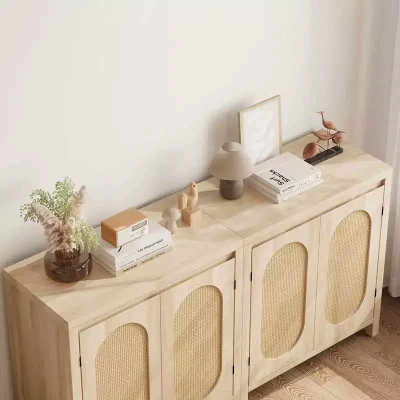 Credenza in Rattan con Ante e Ripiano