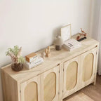 Credenza in Rattan con Ante e Ripiano