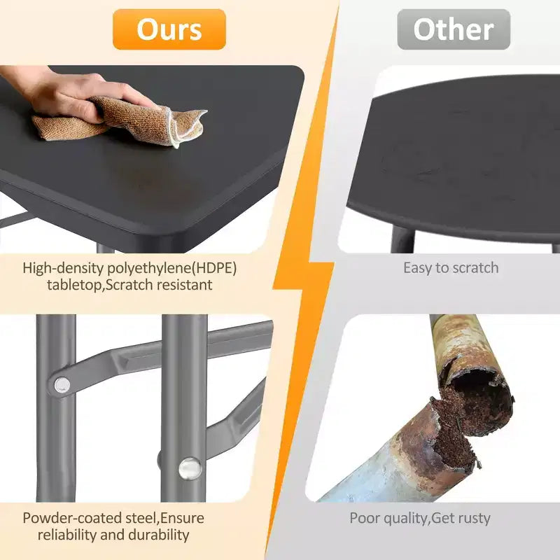 Tavolo Pieghevole da 2,4 m – Posti a sedere fino a 10, piano in HDPE, design pieghevole a metà
