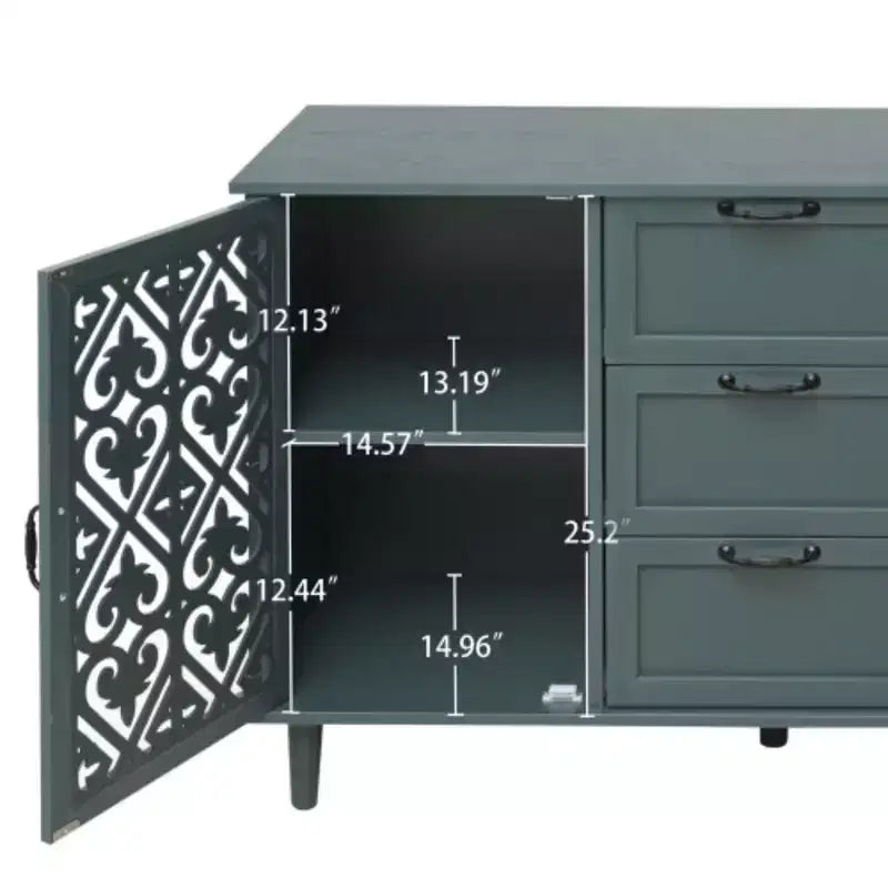 Credenza a buffet a 3 cassetti con 2 ante – Credenza contenitore larga 120 cm