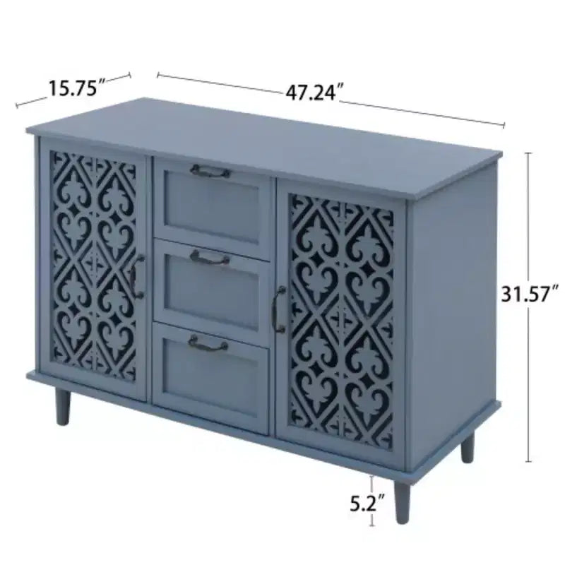 Credenza a buffet a 3 cassetti con 2 ante – Credenza contenitore larga 120 cm