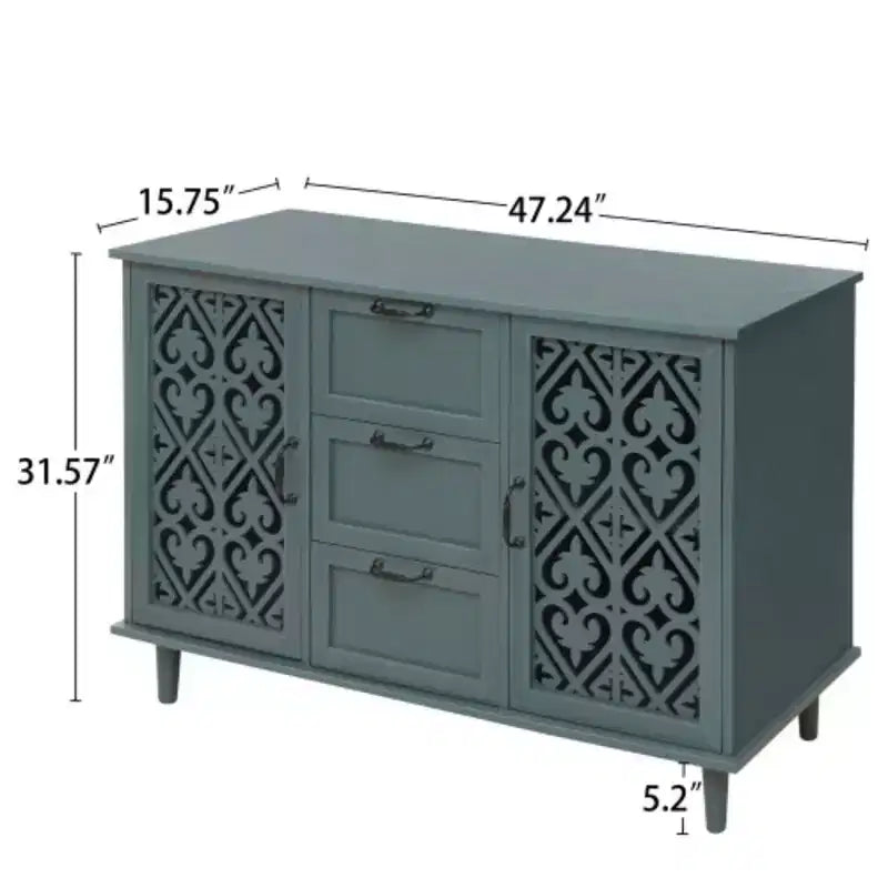 Credenza a buffet a 3 cassetti con 2 ante – Credenza contenitore larga 120 cm